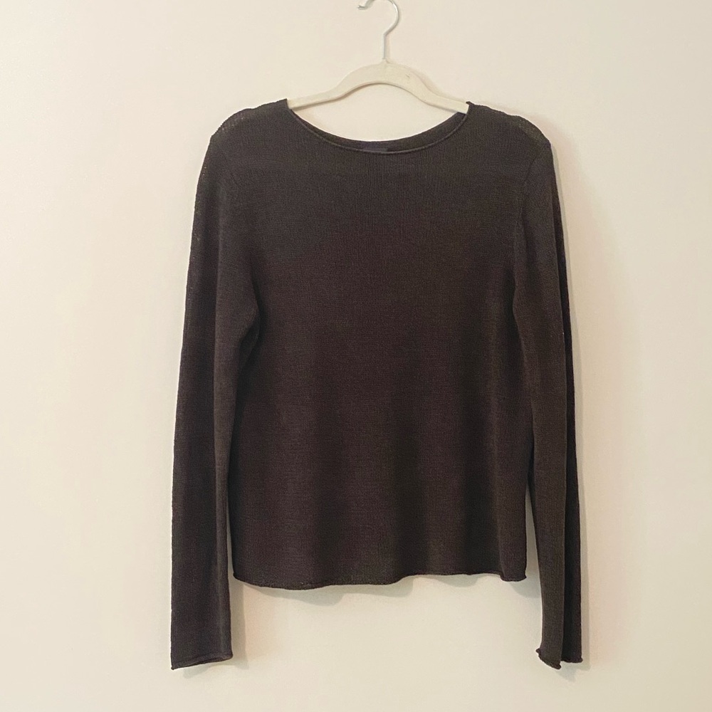 Eileen Fisher silk nylon light sweater bateau neck M like new